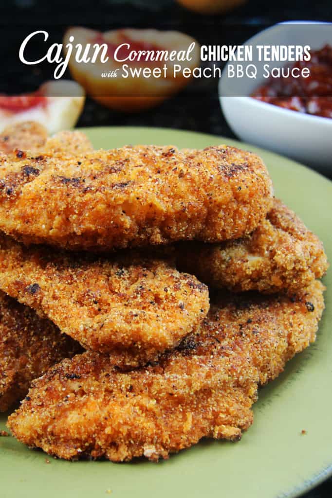 Cajun chicken tenders stacked on a plate