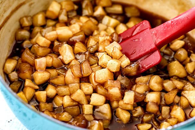 showing how to make apple syrup by simmering apples with the syrup