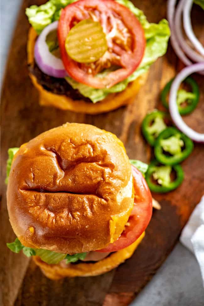 top view of Best beef burger recipe