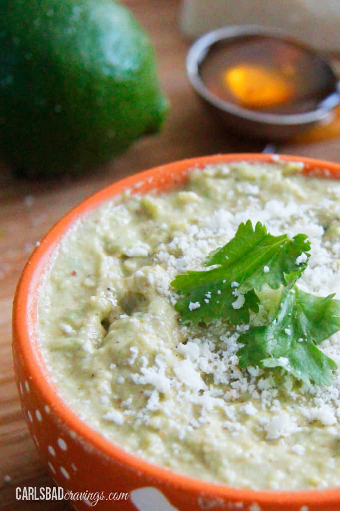 side view of creamy Avocado Dip reecipe