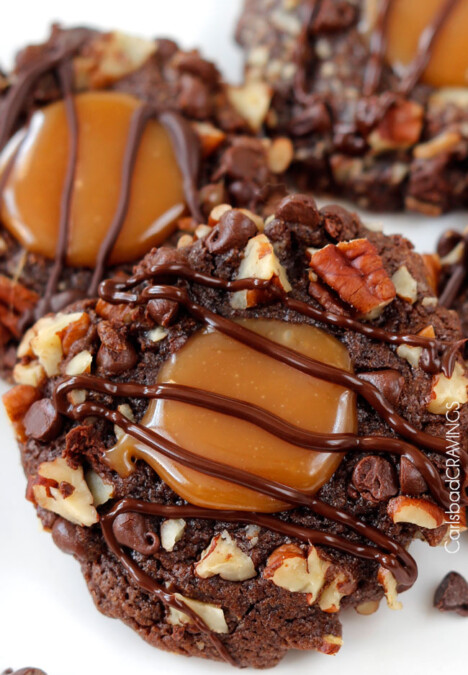 Closeup of four Turtle Cookies.