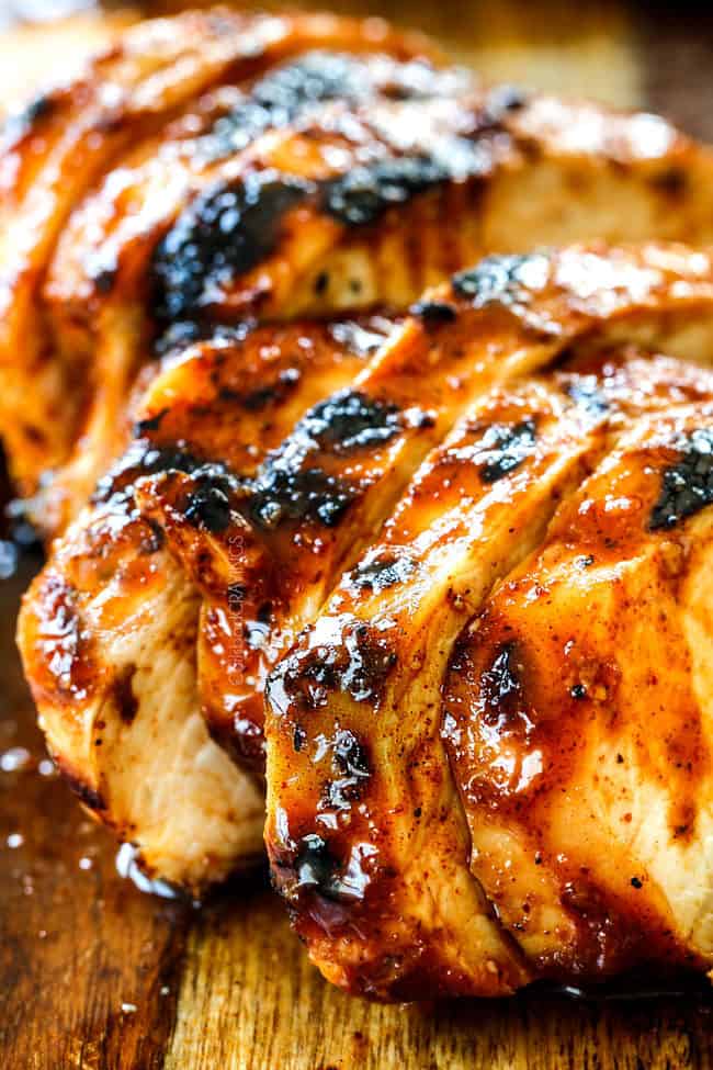 up close of best Buffalo Chicken Recipe on a wood cutting board