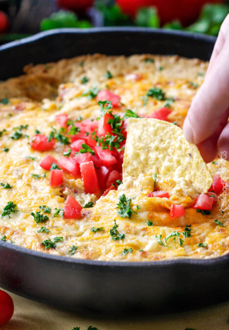 One Skillet Cheesy Salsa Verde Corn Dip is creamy cheesy, packed with flavor and one of the easiest, tastiest appetizers you will ever make!