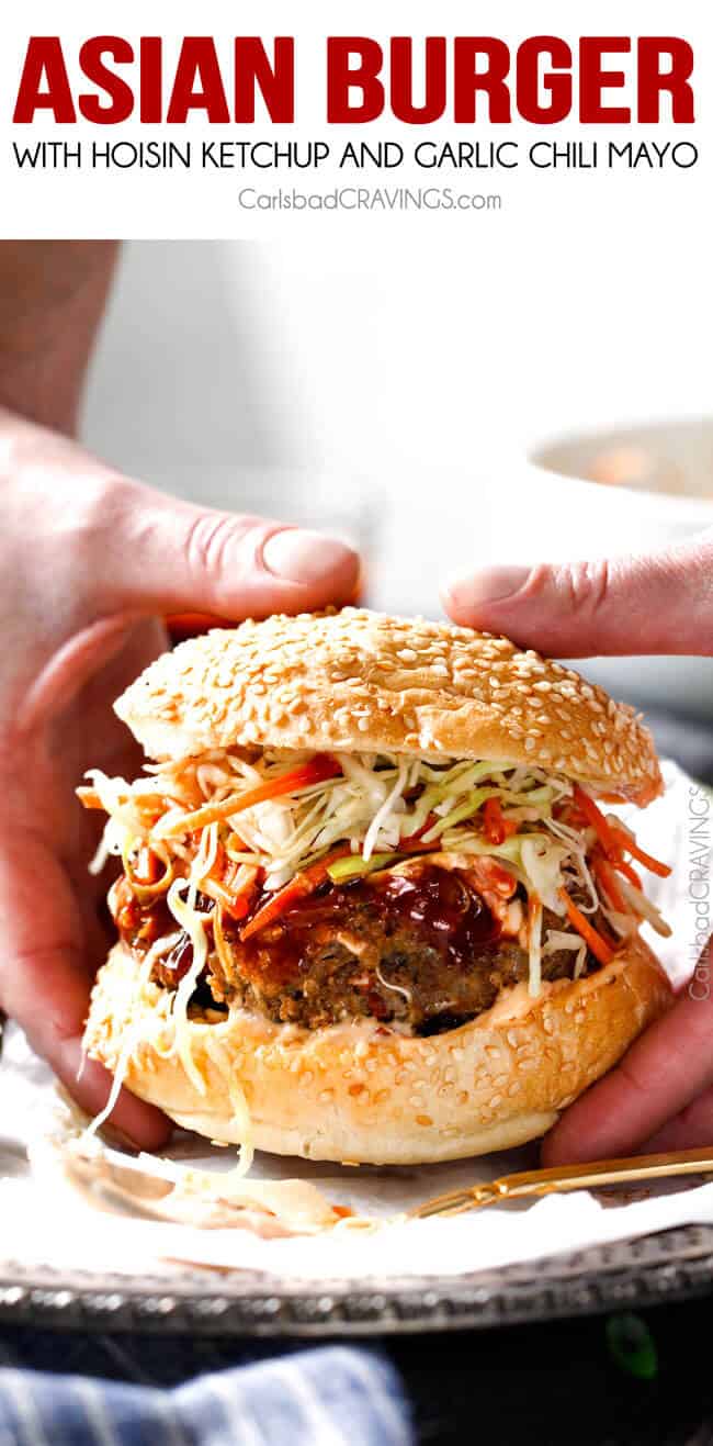 Asian Burger with Hoisin Ketchup & Garlic Chili Mayo