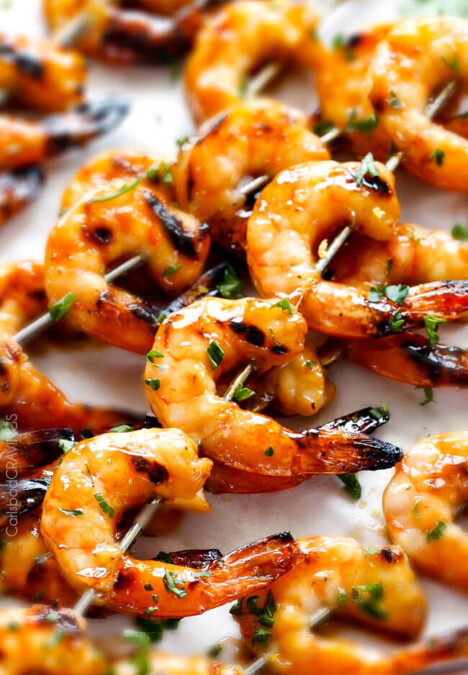 Asian Honey Lemon Shrimp - this is the easiest, most delicious sweet and tangy shrimp and you can make it on the grill or stovetop! and the Honey Lemon Chili Butter Sauce is out of this world!