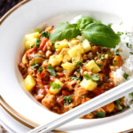 30 Minute Pineapple Red Curry Chicken Stir Fry - I am in LOVE with this stir fry! The sweet and tangy sauce with pineapple is absolutely incredible. I seriously was licking my plate! and don't forget the peanuts!