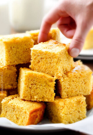 This Sweet Cornbread is AMAZING! Super moist and tender with just the right amount of sweetness. Everyone always asks me for this recipe because its the best out there!