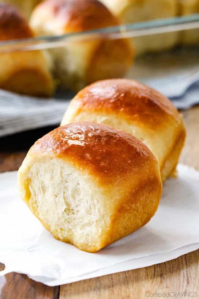 Two Hawaiian Sweet Rolls baked buttery fresh baked.