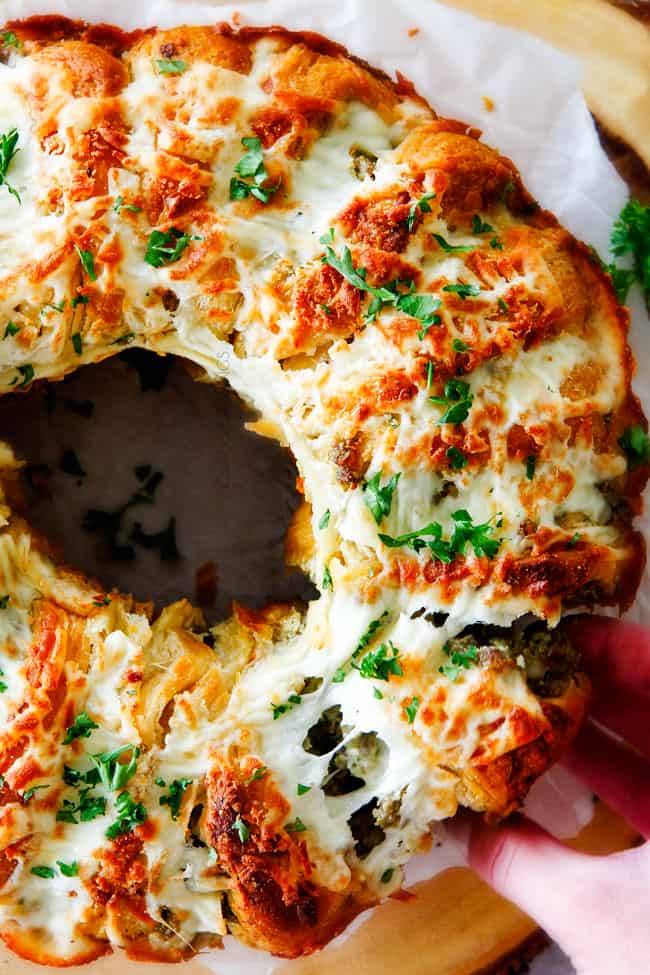 Cheesy Sausage Pesto dough bread Ring.