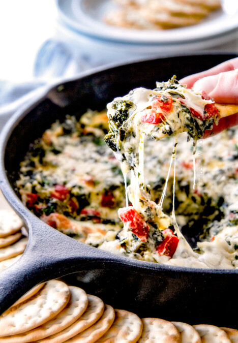 Brie Spinach Dip - my friends could not get over this appetizer! Its your favorite spinach dip made even more delicious with BRIE! Creamy, cheesy and so addicting!