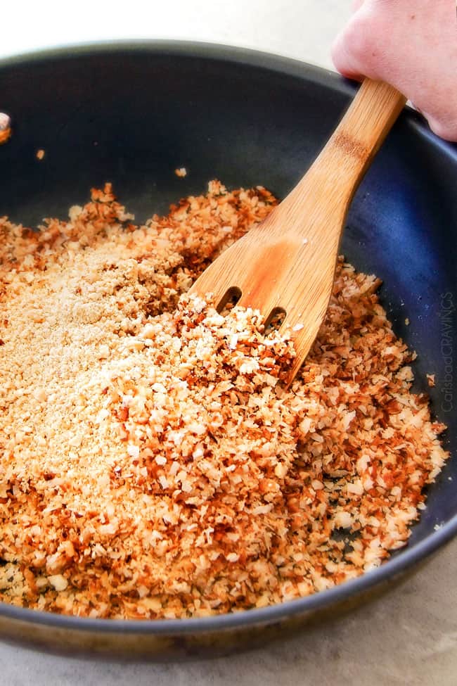 Showing how to make Baked Coconut Cashew Chicken Bites by making the crust.