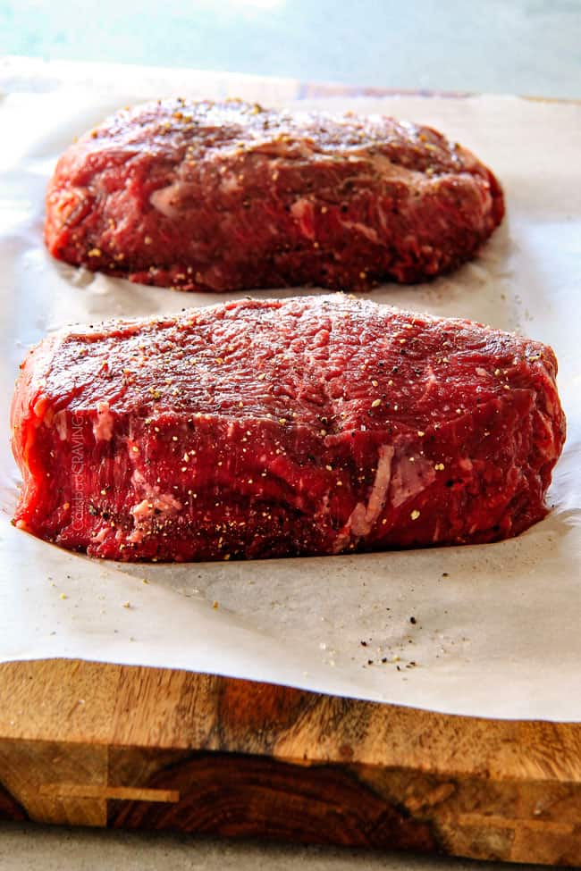 Showing how to make Pan Seared Steak with Balsamic salt and pepper rub.