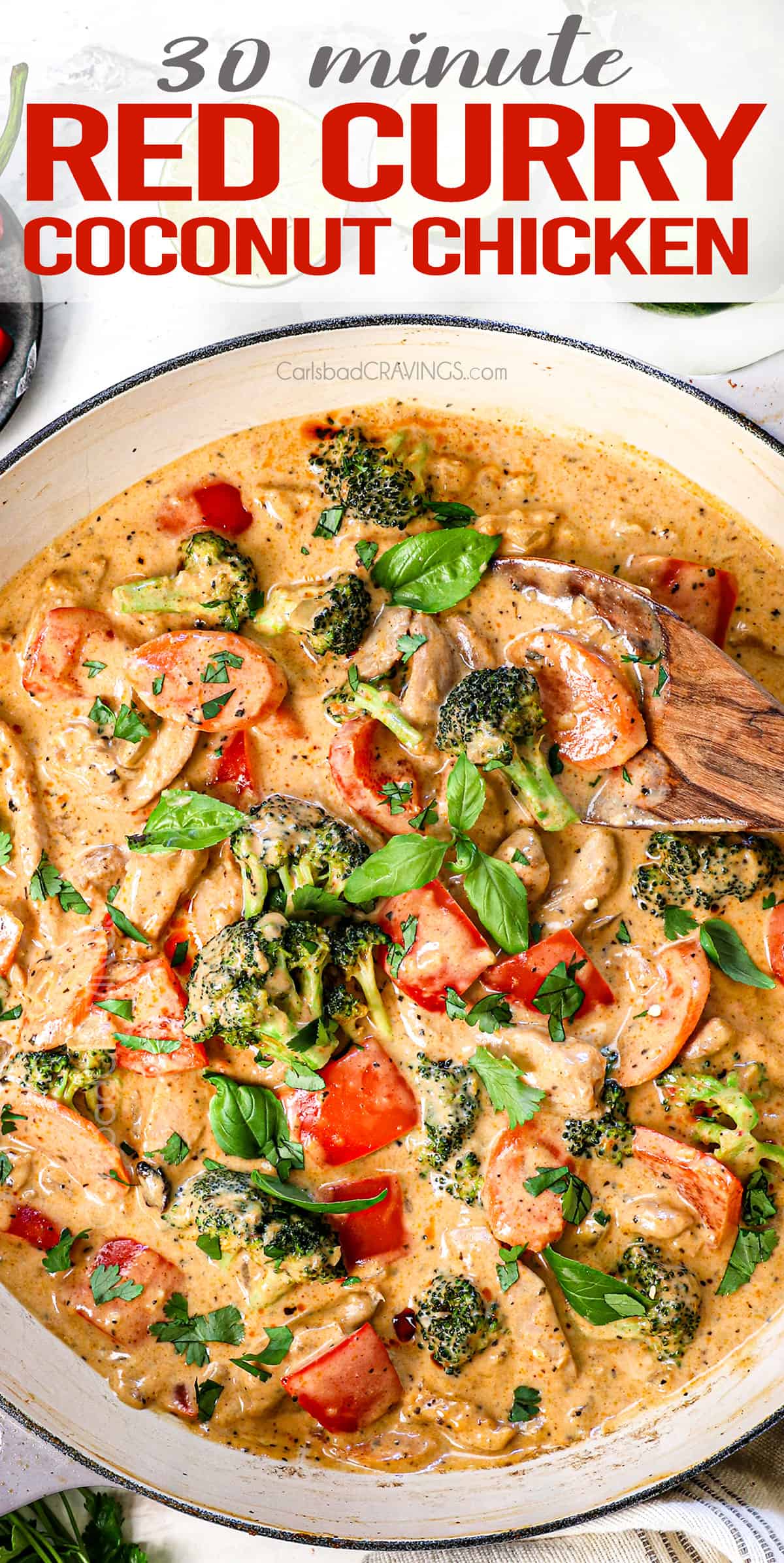 top view Thai curry chicken in a pot with vegetables