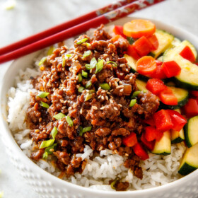 30 Minute Korean Beef Bowls are my absolute favorite last minute dinner! bursting with flavor and one of the absolute easiest meals you will ever make!