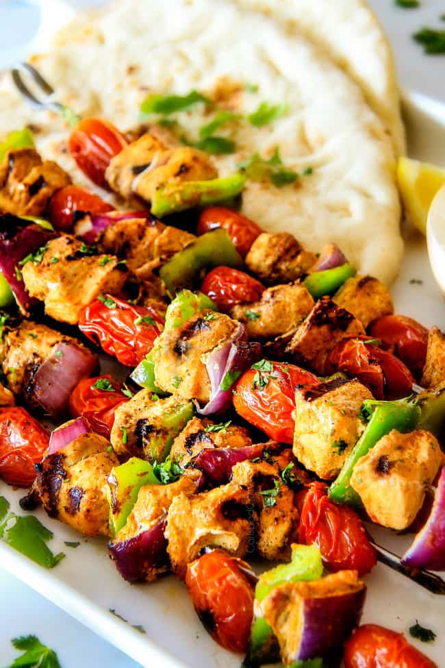 Tandoori Chicken Kabobs with onions and green peppers.