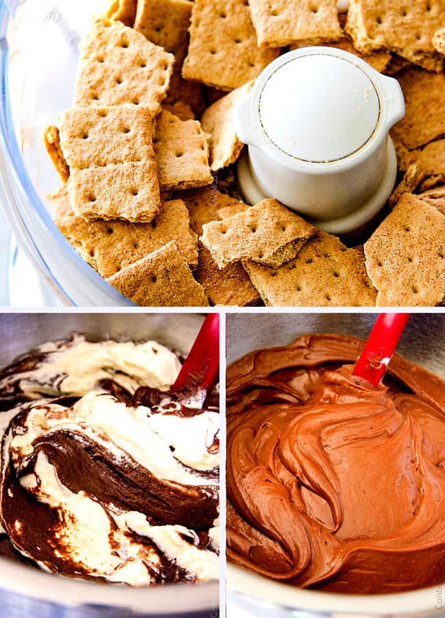 Showing how to make Nutella S'mores Pie.