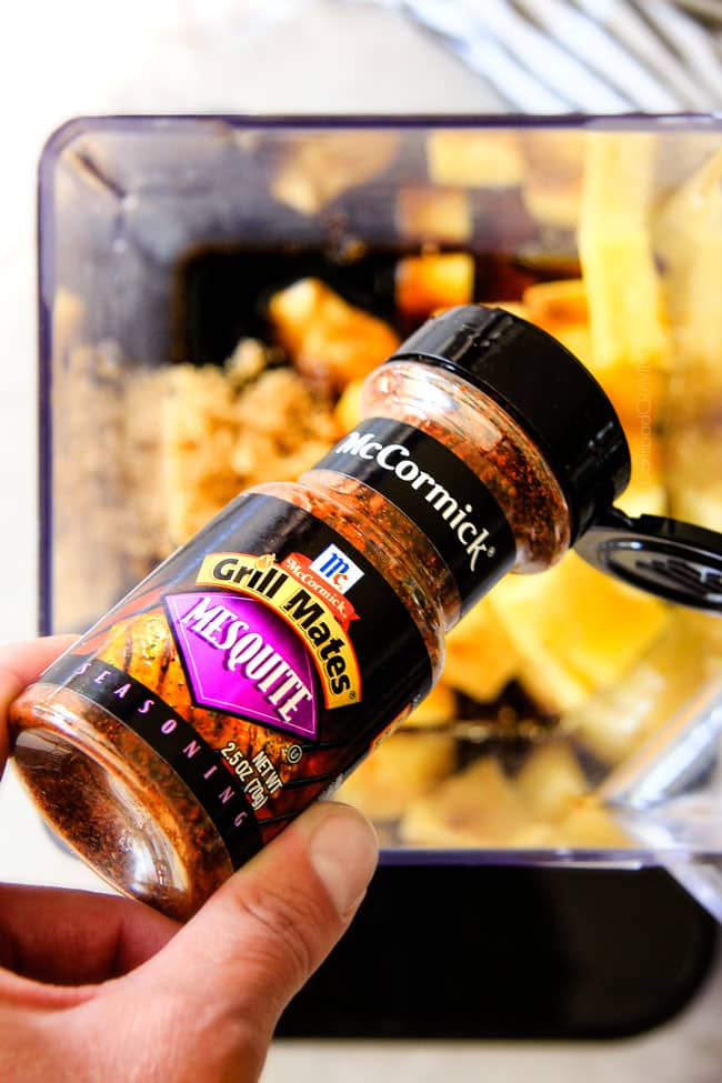 Showing how to make Mesquite Pineapple BBQ Chicken adding Grill Mates Mesquite spice.