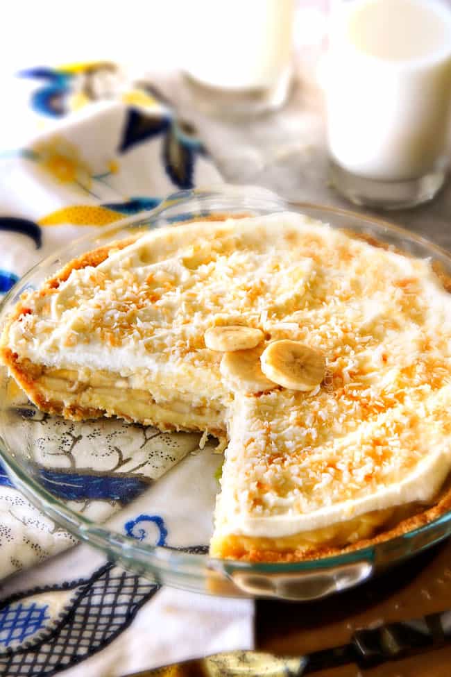 A pan of Banana Coconut Cream Pie.