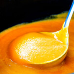 this SUPER creamy Slow Cooker Chipotle Sweet Potato Soup is AMAZING!  Its loaded with flavor, vegan, crazy healthy and so easy!  Definitely one of my new favorite soups!  