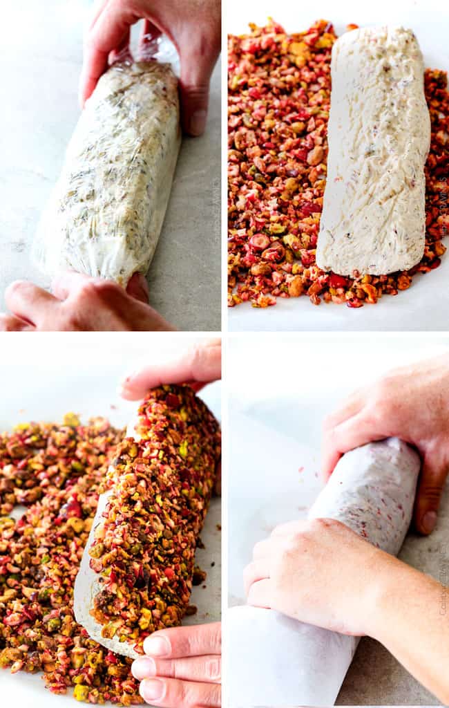 10 Minute prep creamy, sweet and tangy Cranberry Pistachio Cheese Log is the EASIEST yet most impressive appetizer you will ever make! And it can be made DAYS in advance so it’s the perfect appetizer for Thanksgiving, Christmas or any holiday party!