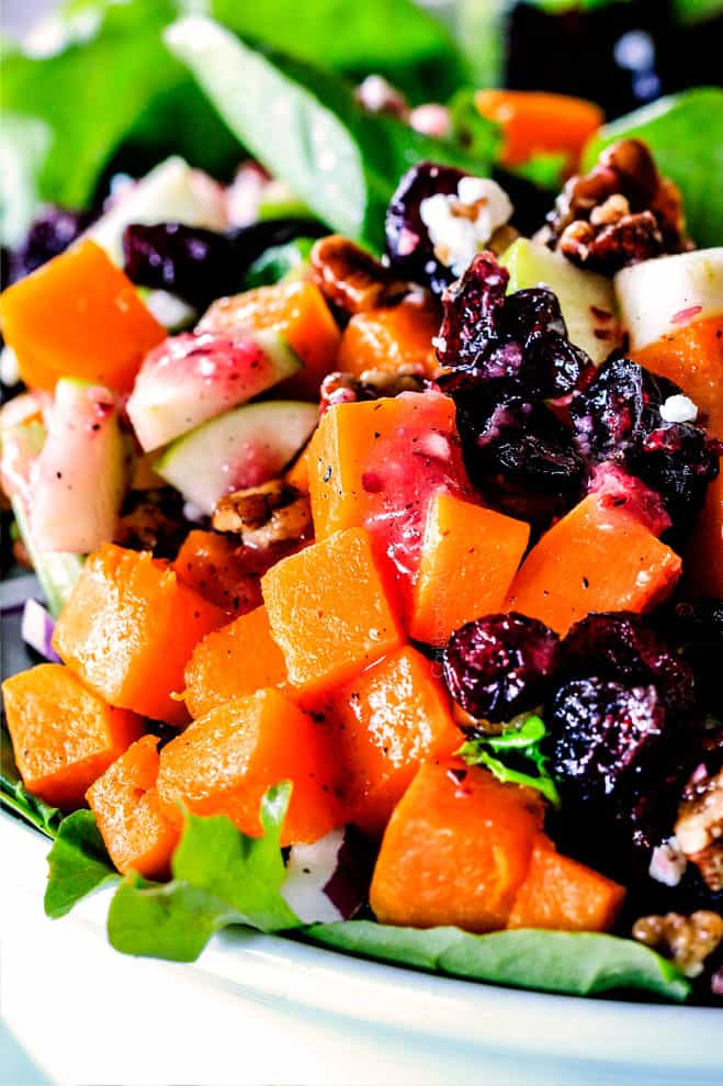 Close up of Roasted Butternut Squash Salad.