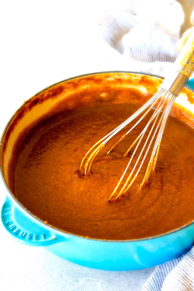 Mixing batter for Prailine Pumpkin Pie.