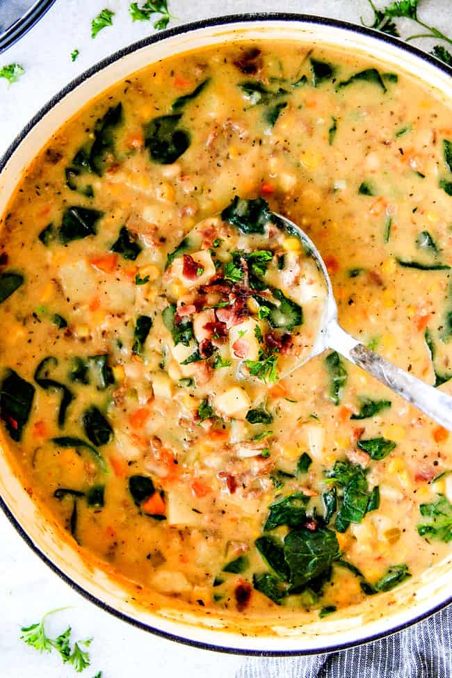 This one pot Loaded Zuppa Toscana Soup is truly better than Olive Garden's - by a long shot!ย It's creamy, comforting. makes great leftovers and my family LOVES it!ย ย