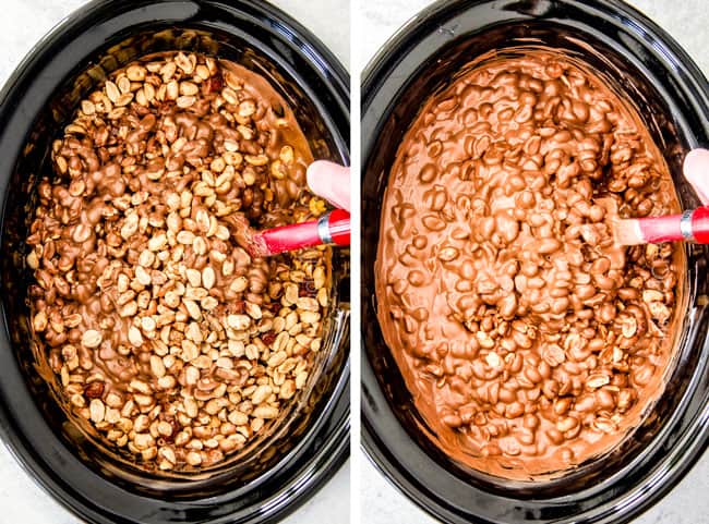 FOOL PROOF Crockpot Chocolate Peanut Clusters are not only crazy delicious but are SO easy!ย They make the best make ahead, stress free gifts!ย This post also includes tips and tricks to make them successful every time!