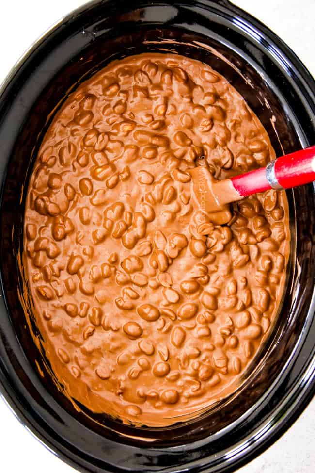 FOOL PROOF Crockpot Chocolate Peanut Clusters are not only crazy delicious but are SO easy!ย They make the best make ahead, stress free gifts!ย This post also includes tips and tricks to make them successful every time!