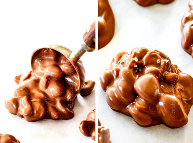 FOOL PROOF Crockpot Chocolate Peanut Clusters are not only crazy delicious but are SO easy!ย They make the best make ahead, stress free gifts!ย This post also includes tips and tricks to make them successful every time!