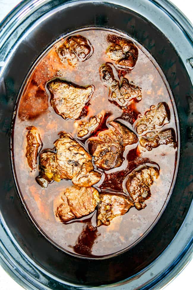 Showing how to make Chipotle Beef Barbacoa in a crockpot fresh cooked.