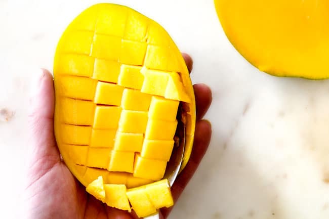 showing how to cut a mango