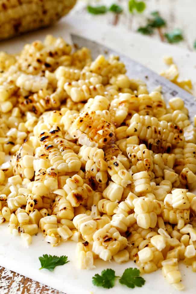 grilled corn cut of the cob for easy Corn Salad