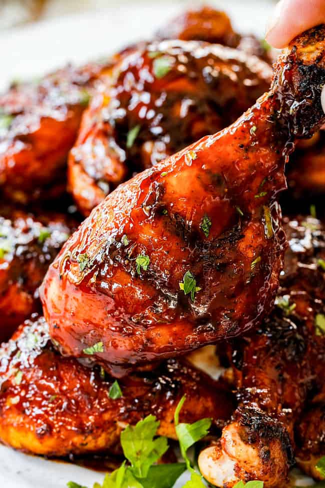 up close grilled bbq chicken with barbecue sauce