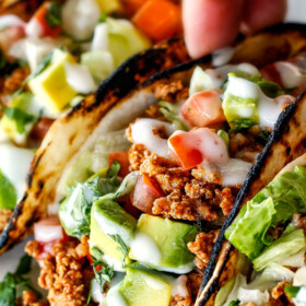 picking uo a healthy turkey taco with one hand