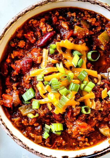 up close top view of the best turkey chili