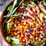 top view of fall salads with apples