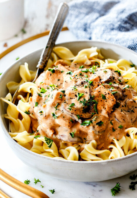 bowl of easy Chicken Stroganoff v