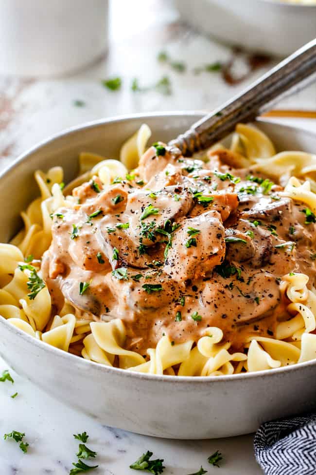 bowl of easy Chicken Stroganoff