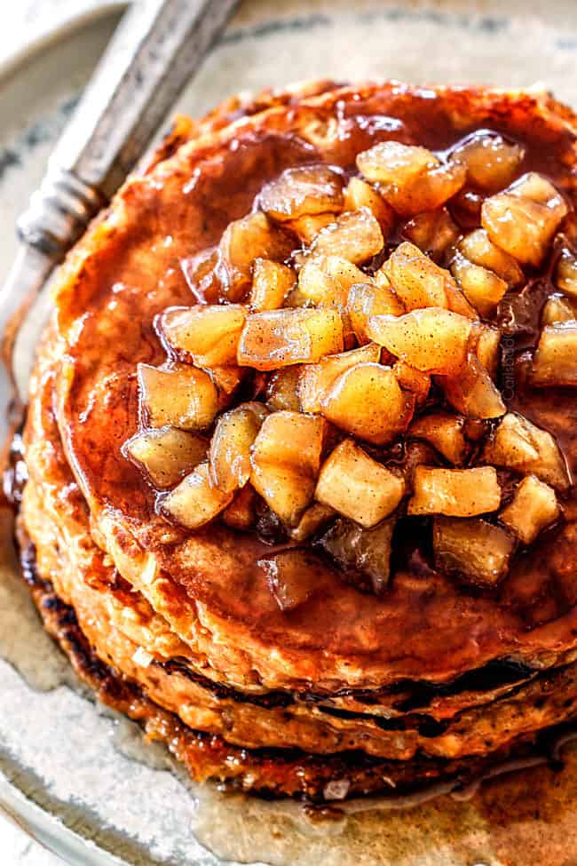 leftover sweet potato pancakes topped with apples