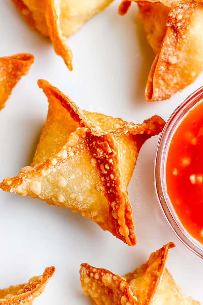 up close view of cream cheese wontotns