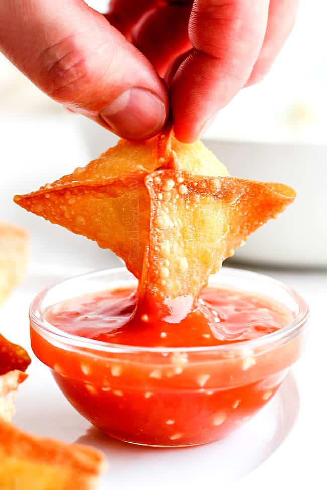 dipping cream cheese wonton recipe in sweet and sour sauce