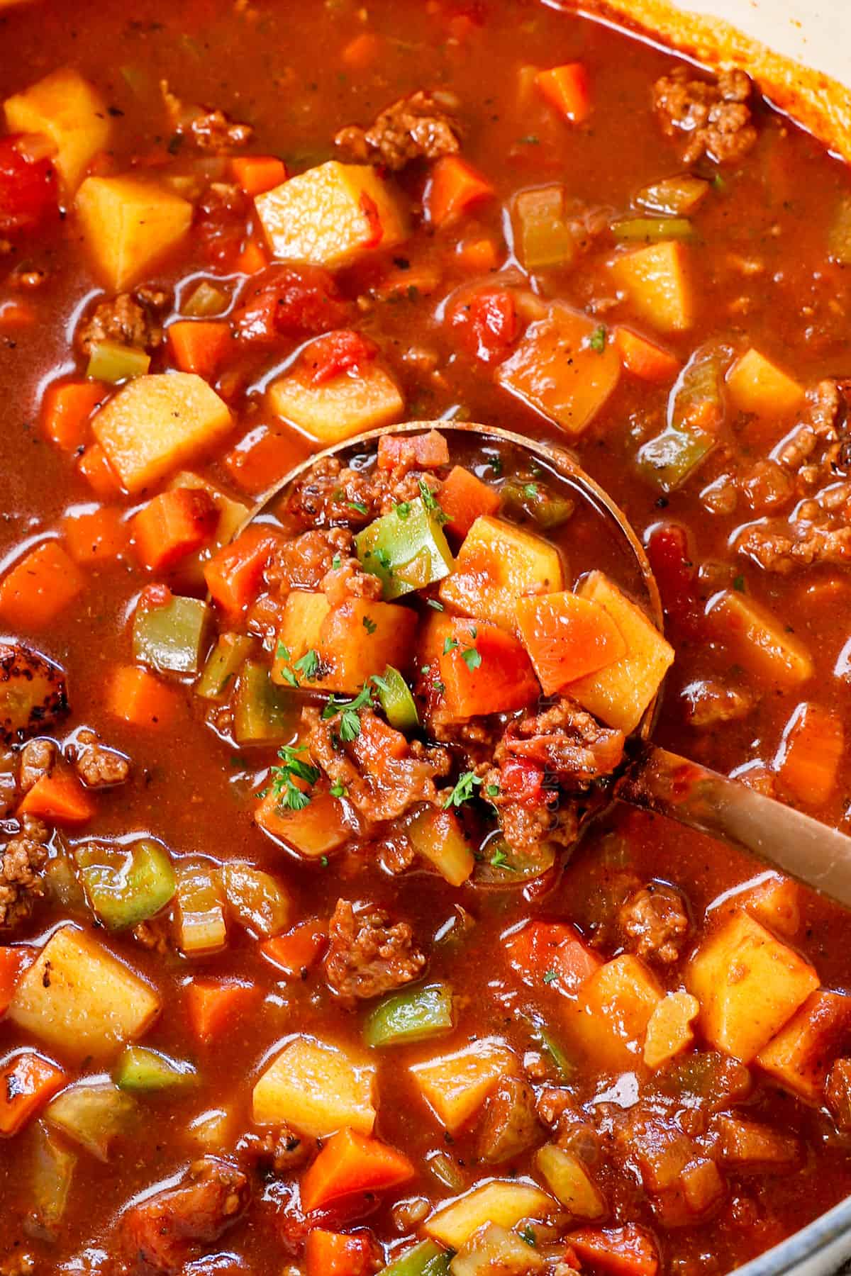 a ladle full of hamburger soup recipe