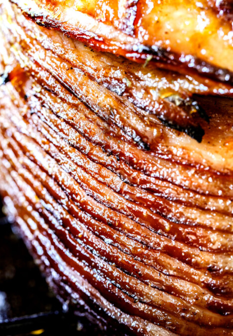 slices of honey baked ham with glaze