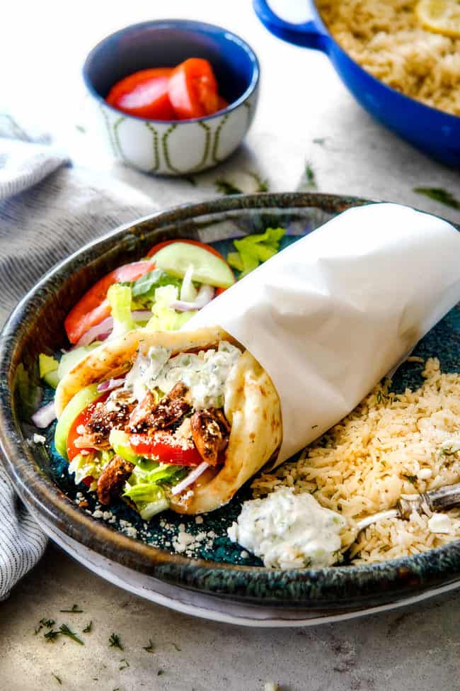 serving Tzatziki sauce recipe with a gyro