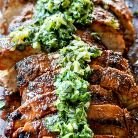 up close of sliced grilled pork tenderloin recipe