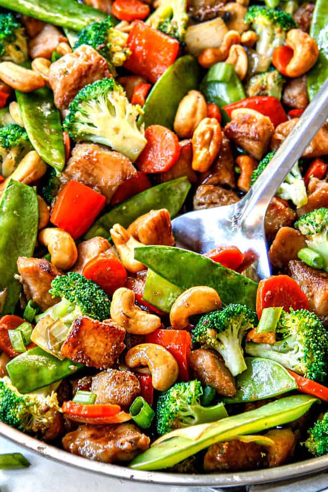 making chicken and broccoli stir fry recipe in a large skillet