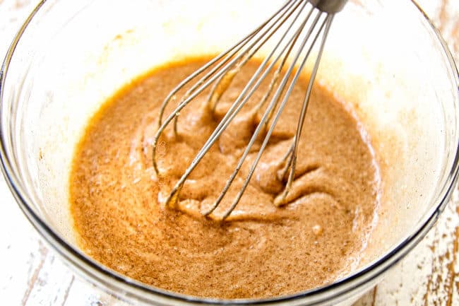 showing how to make Pear Pie by whisking custard until smooth