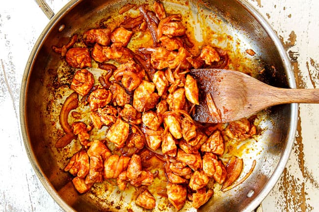 showing how to make rice noodles recipes cooking chicken in red curry paste