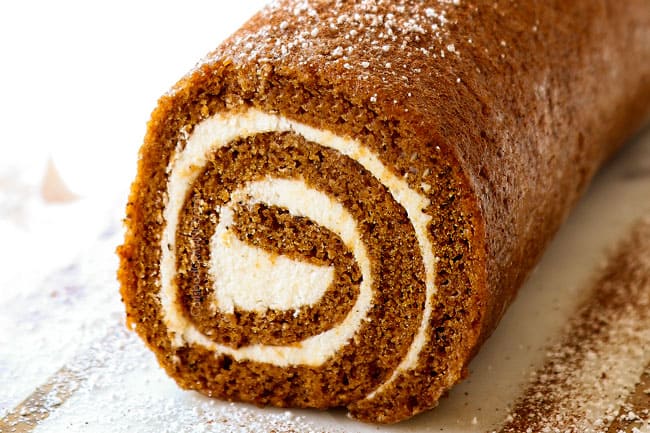 showing how to make a pumpkin roll by chilling in the refrigerator